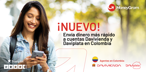 ¡NUEVO! Envía dinero más rápido a cuentas Davivienda y Daviplata en Colombia