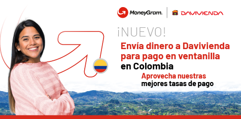 ¡NUEVO! Envía dinero a Davivienda para pago en ventanilla en Colombia.