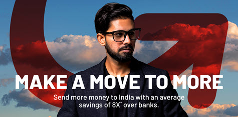 Send more money to India with an average savings of 3X* over banks.