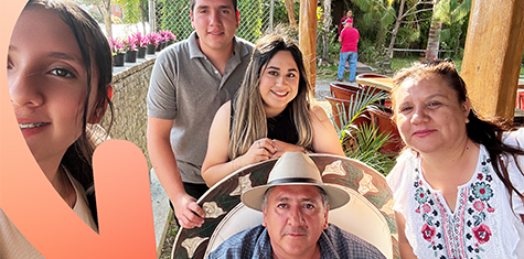 Elizabeth and her family in a selfie photo